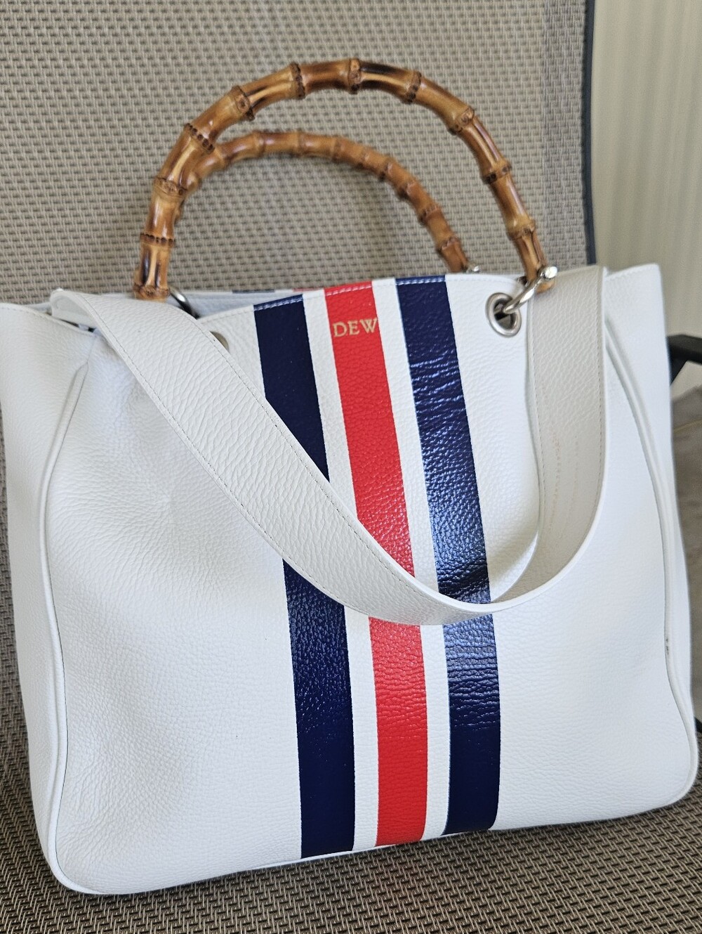 MARK & Graham Handbag, Red White & Blue Tote, Italy Leather Tote